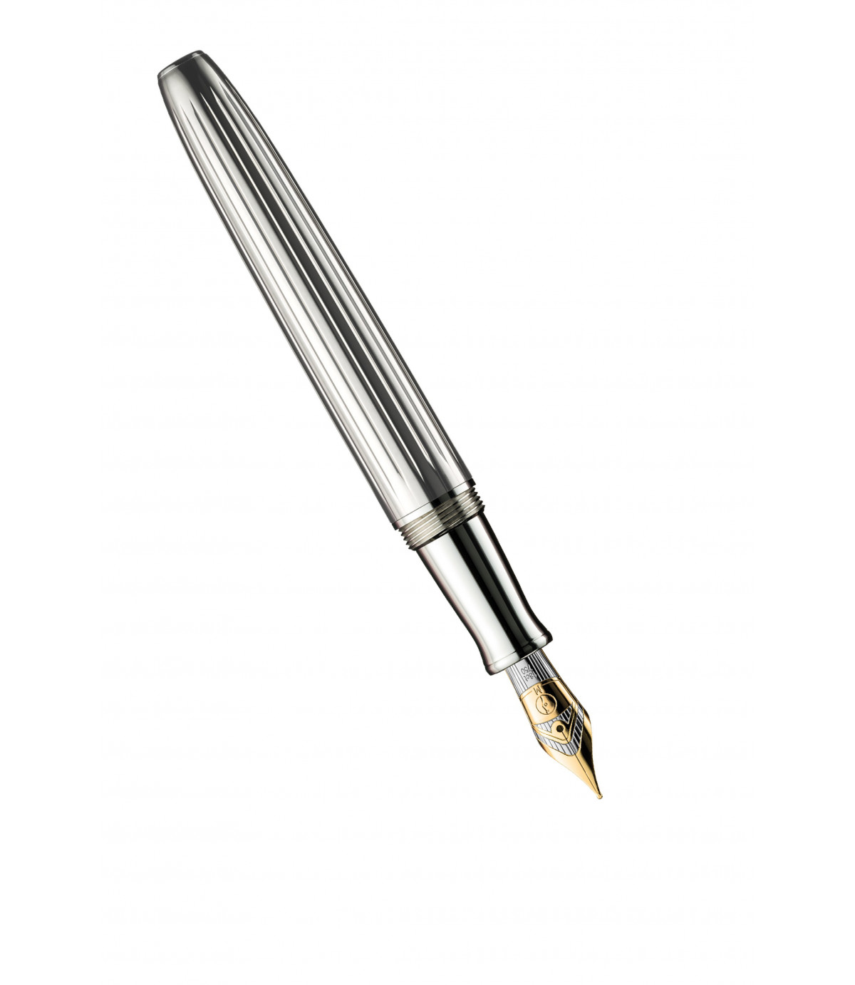 Stylo à Plume or 18 cts Otto Hutt Design 07 Corps Argent Massif Guilloché Ligné, Attributs Platinés Stylo à Plume or 18 cts Otto Hutt Design 07 Corps Argent Massif Guilloché Ligné, Attributs Platinés